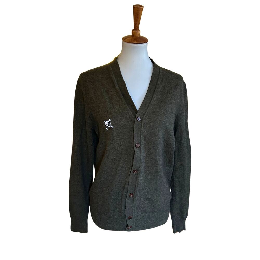 Ben Sherman 100% Merino Wool Skull Cardigan – Women’s L (Tagged Men’s XXL)